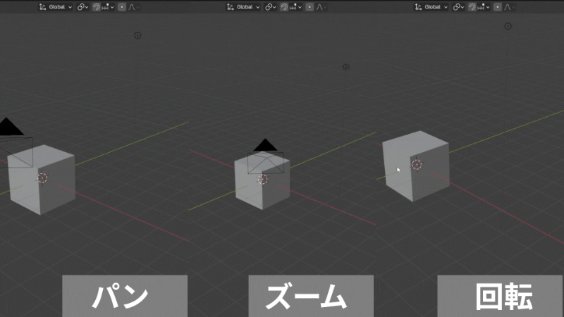 Blenderでの視点操作（回転・パン・ズーム）