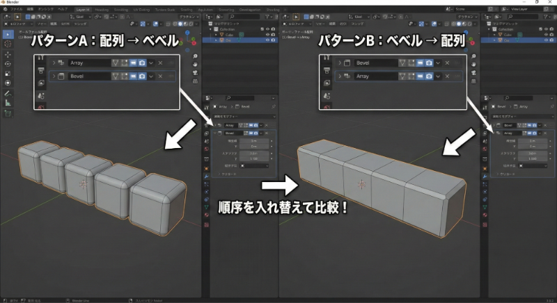 計算の順序を入れ替えることによる変化の例